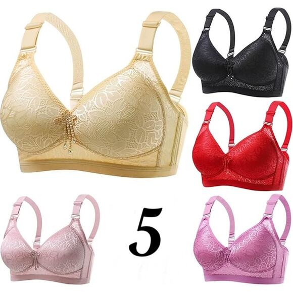 NWT ~ Set/5 Wireless Push Up Bras ~ Pink Purple Red Black Beige ~ Size LARGE - Picture 1 of 1